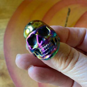 Unisex Skull Steel Rainbow Statement Ring
